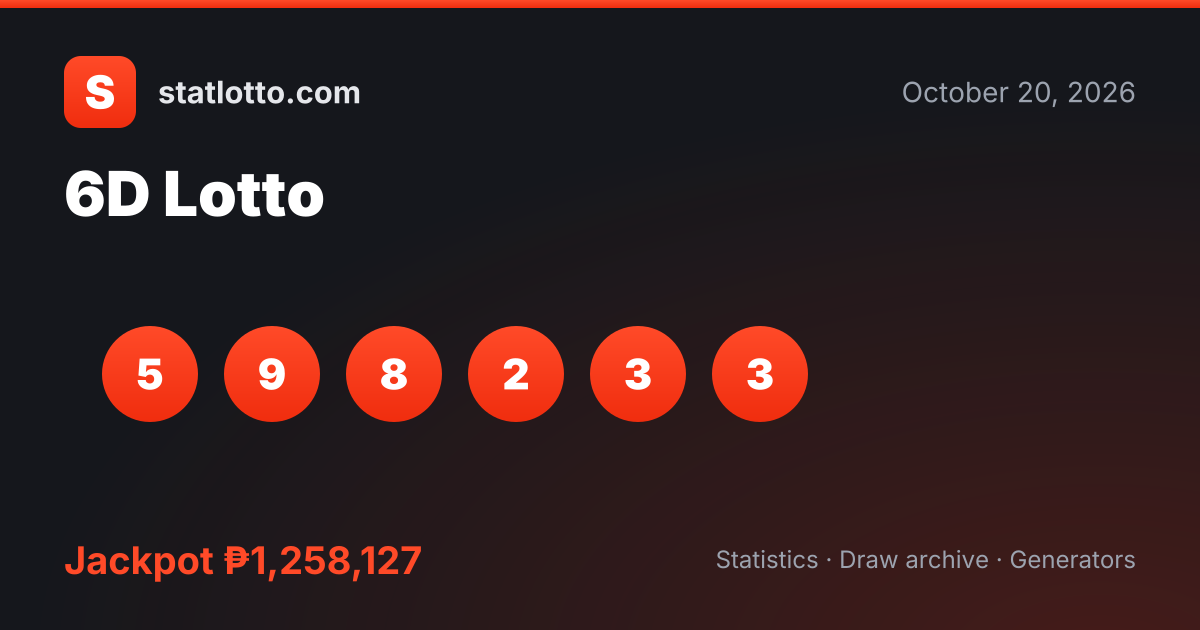 6D Lotto Results & Winning Numbers — Oct 20, 2026 — Philippines
