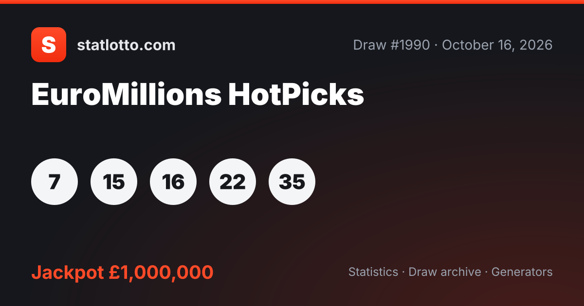EuroMillions HotPicks Results & Winning Numbers — Oct 16, 2026 — United ...