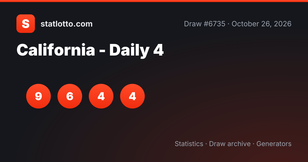 California - Daily 4 Draw Analytics Table — Sums, Odd/Even, Streaks ...
